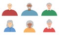 Senior people icons. Elderly people community. People diversity avatars set. Elderly men and woman portraits. Royalty Free Stock Photo